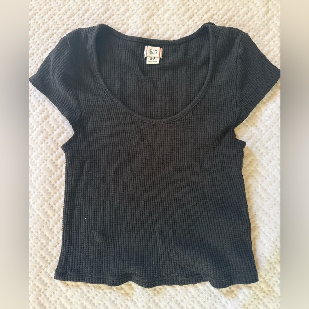 BDG Charcoal Short Sleeve Ribbed Tee